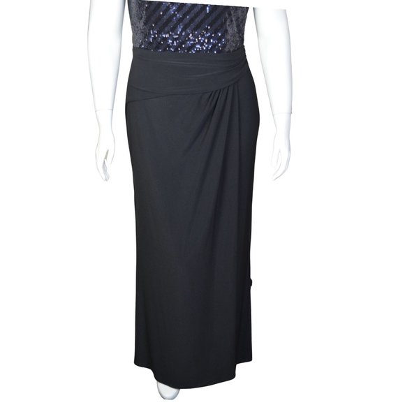 Lauren Ralph Lauren Black & Blue Sequin Bodice Full Length Gown - Size 16 HOT! - Picture 5 of 9